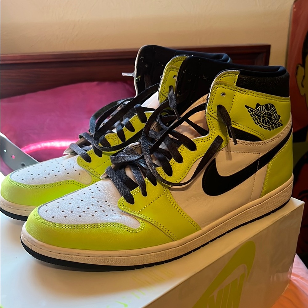 Air Jordan High-Top Sneakers in Neon Yellow and Black